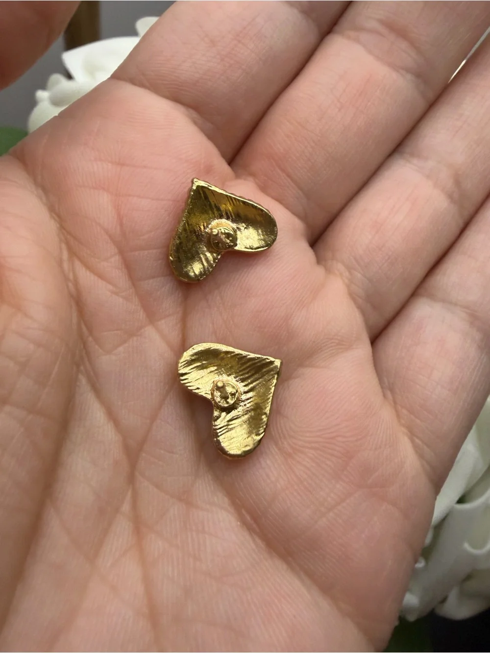 Heart-Shaped Gold Crystal Stud Earrings - Women Jewelry